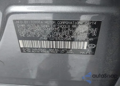 2014 Lexus Is 250 z USA, uszkodzony, nr VIN JTHBF1D21E5027595